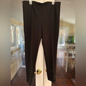 Chico's Black Ankle Pants with Embellished Hem